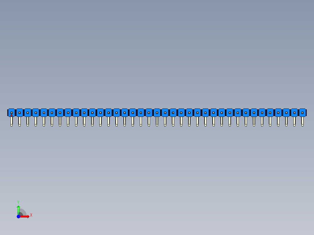 彩色公排针 100mil 2.54mm 系列-DS1022_blue_1x37p_100mil_TypeD_rev1.0前视图