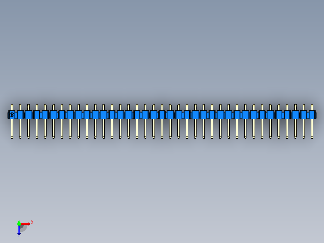 彩色公排针 100mil 2.54mm 系列-DS1022_blue_1x37p_100mil_TypeD_rev1.0俯视图