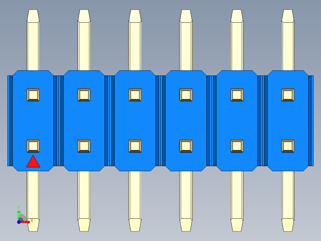 彩色公排针 100mil 2.54mm 系列-DS1022_blue_12p_100mil_TypeSMT_rev1.0前视图