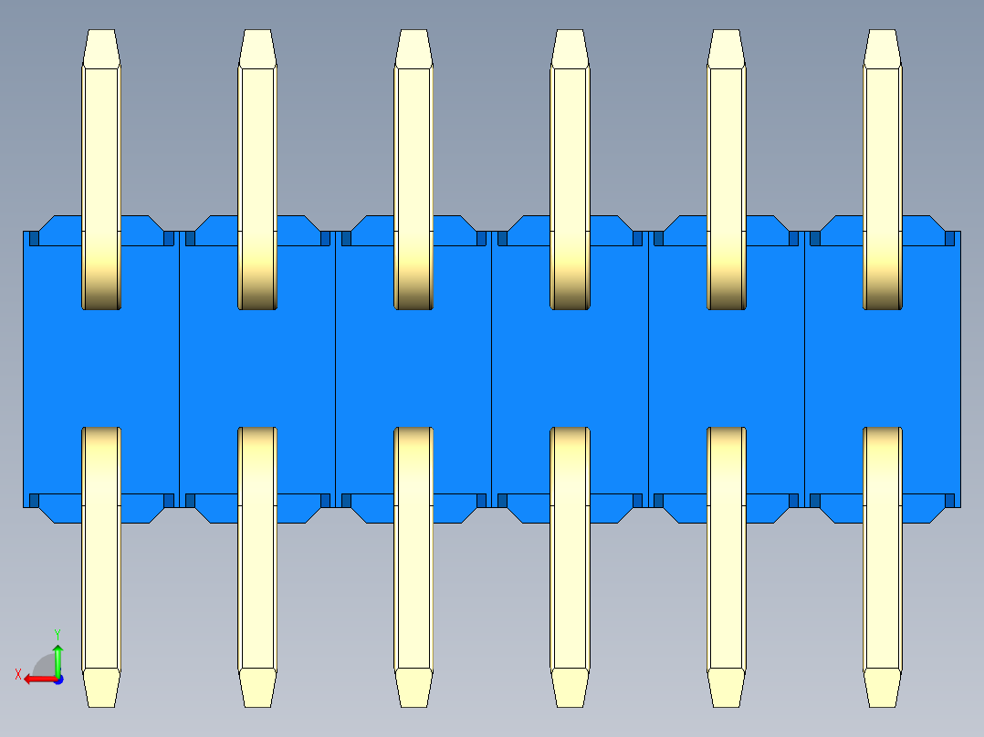 彩色公排针 100mil 2.54mm 系列-DS1022_blue_12p_100mil_TypeSMT_rev1.0后视图