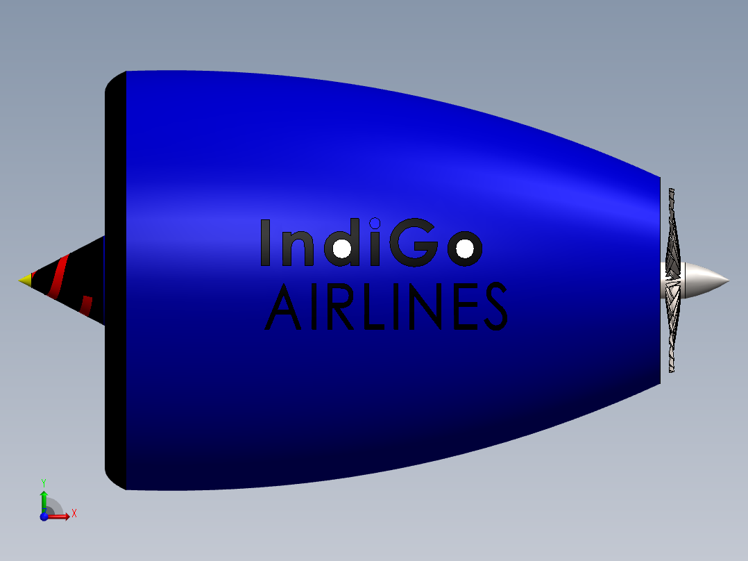 带螺旋桨轴的喷气发动机---模型格式为 sw前视图