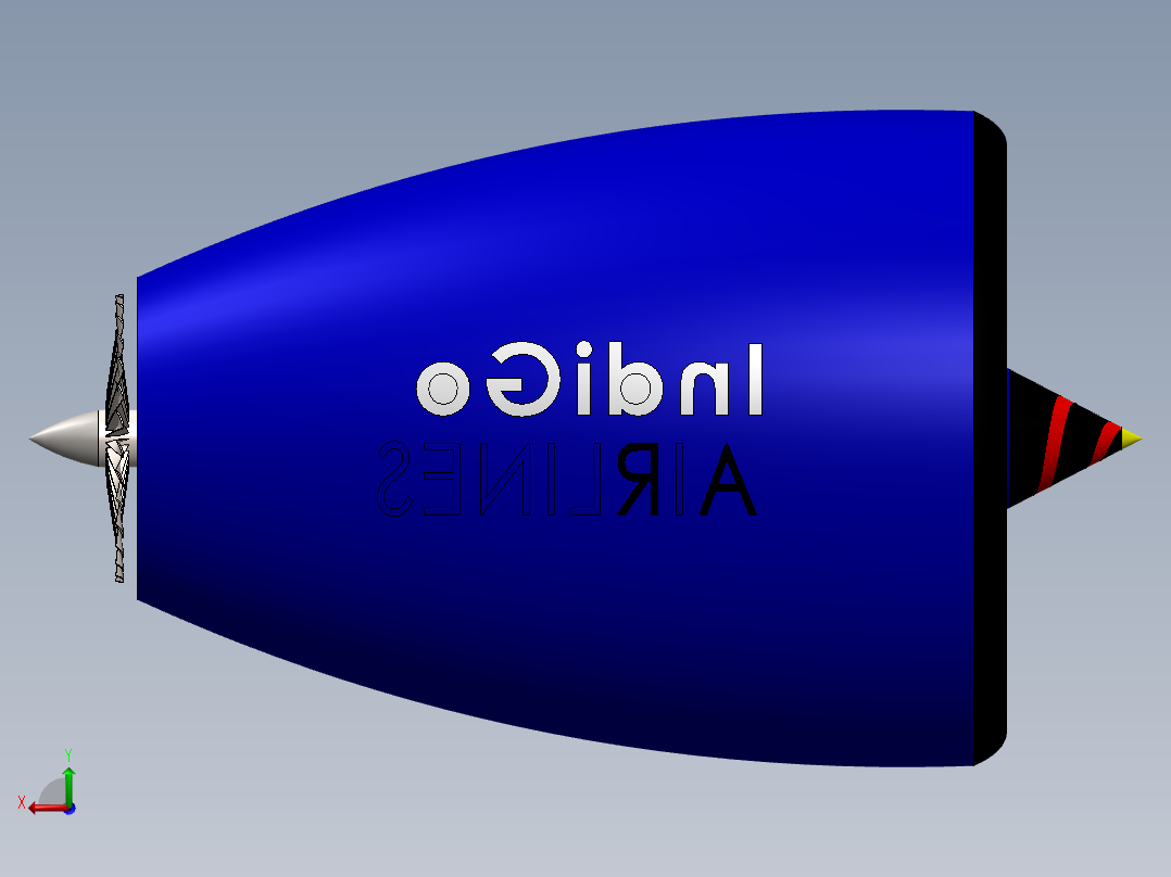 带螺旋桨轴的喷气发动机---模型格式为 sw后视图