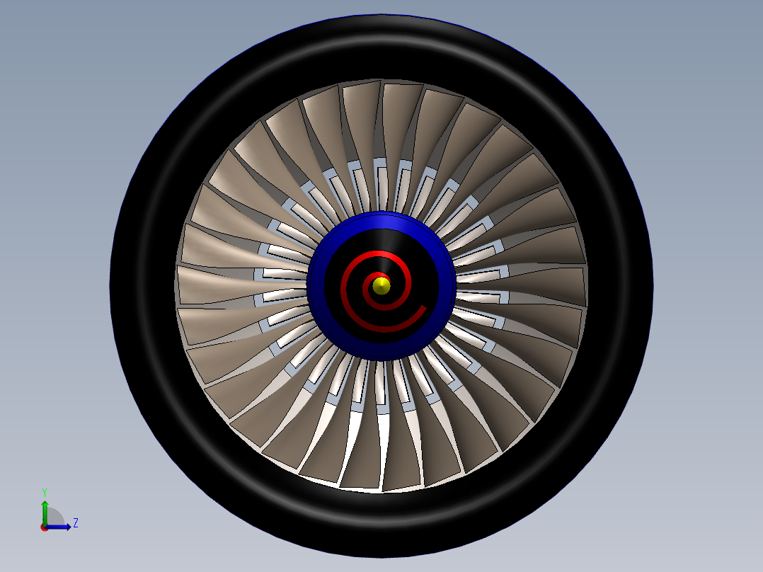 带螺旋桨轴的喷气发动机---模型格式为 sw左视图