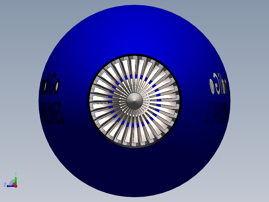 带螺旋桨轴的喷气发动机---模型格式为 sw右视图