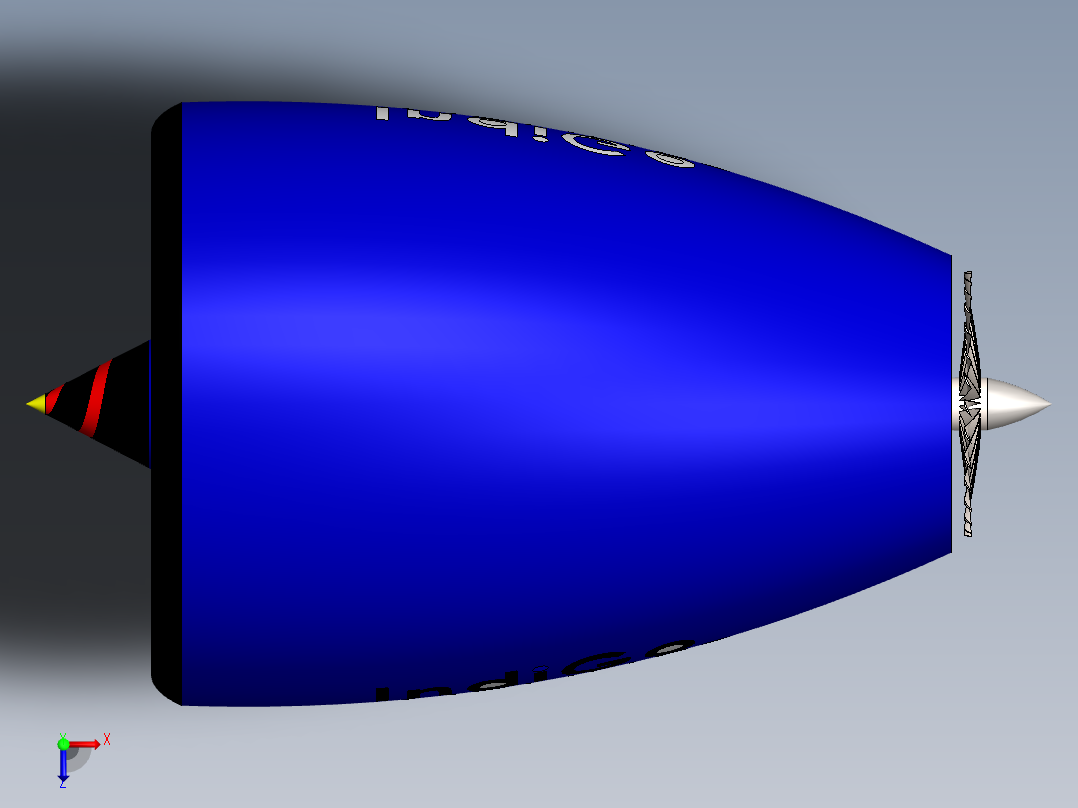 带螺旋桨轴的喷气发动机---模型格式为 sw俯视图