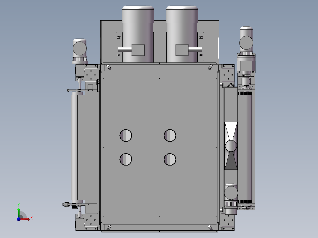 双面砂光机 3D模型前视图
