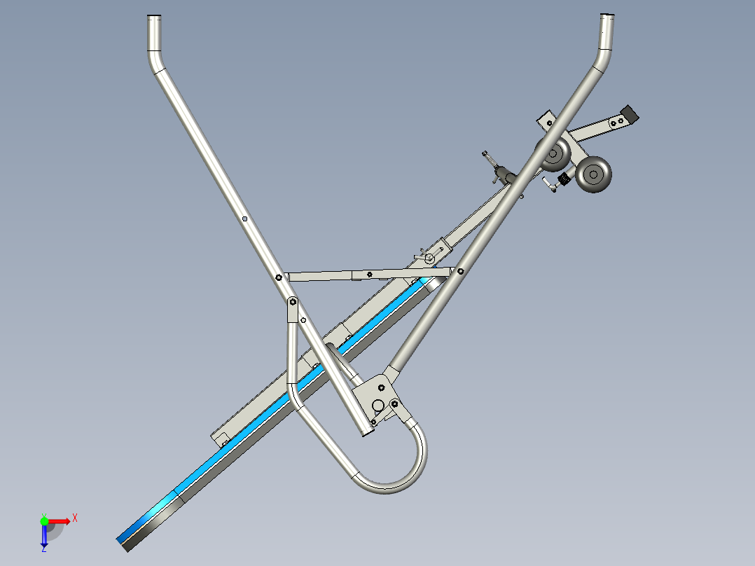 用于脊柱治疗练习的倒置台3D数模图纸 STP格式俯视图