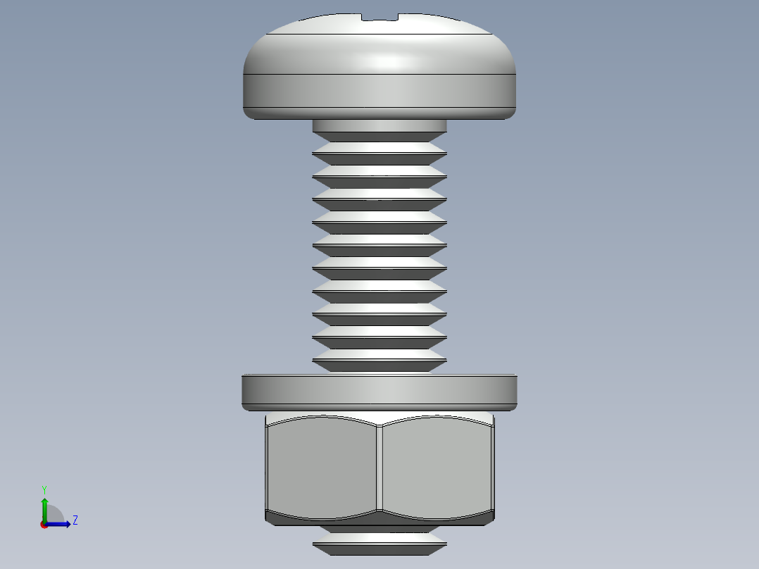 紧固件-M6-1.00 Round Head左视图