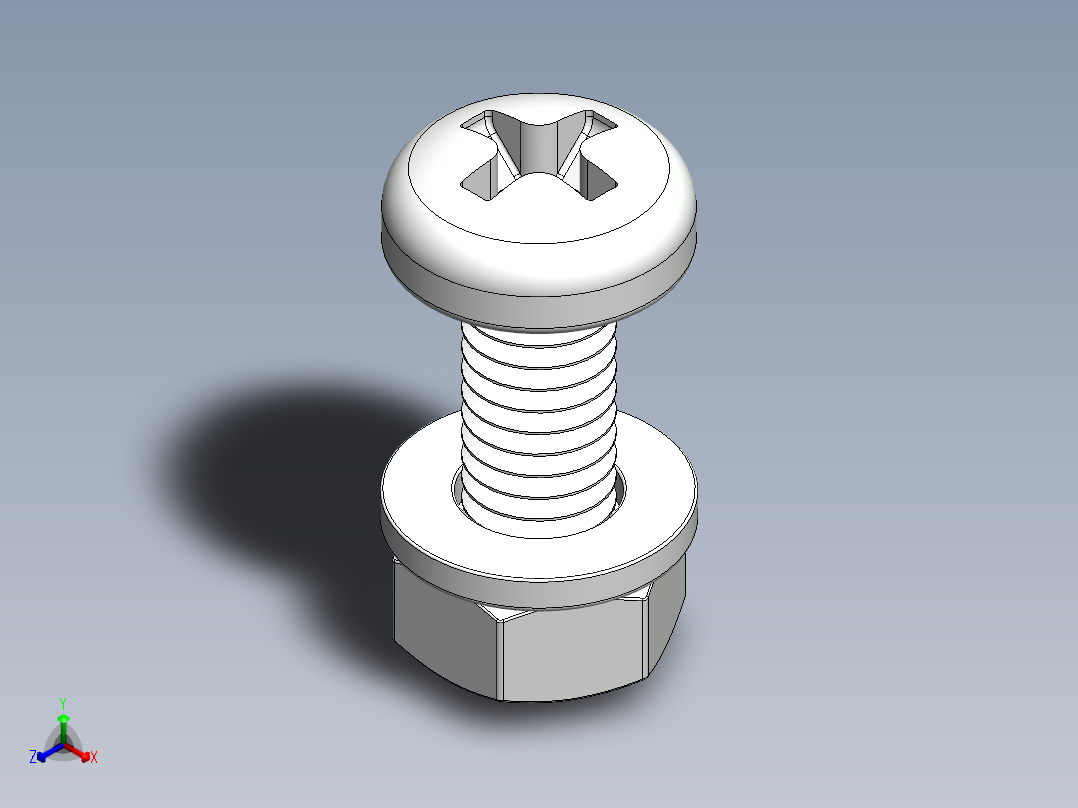 紧固件-M6-1.00 Round Head正等轴测图