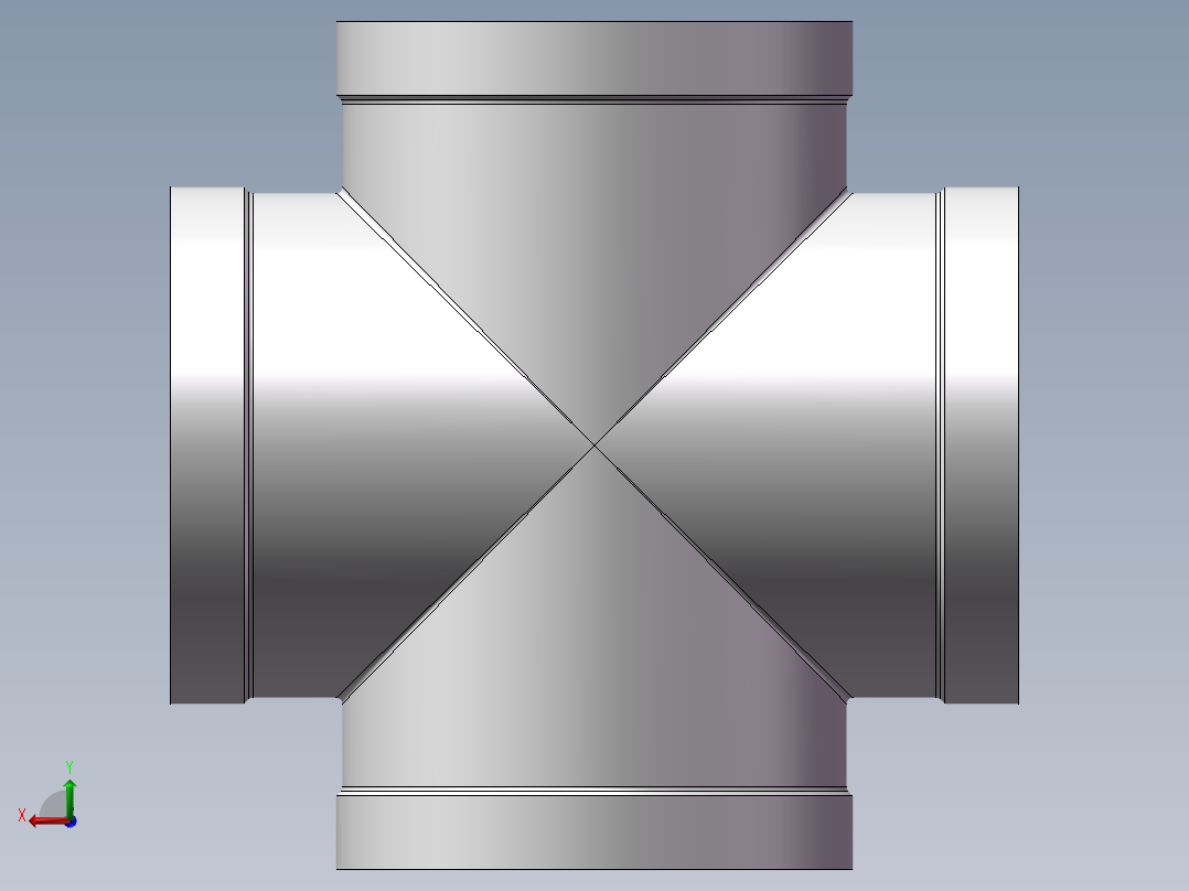 四通-等径内丝 DN65后视图