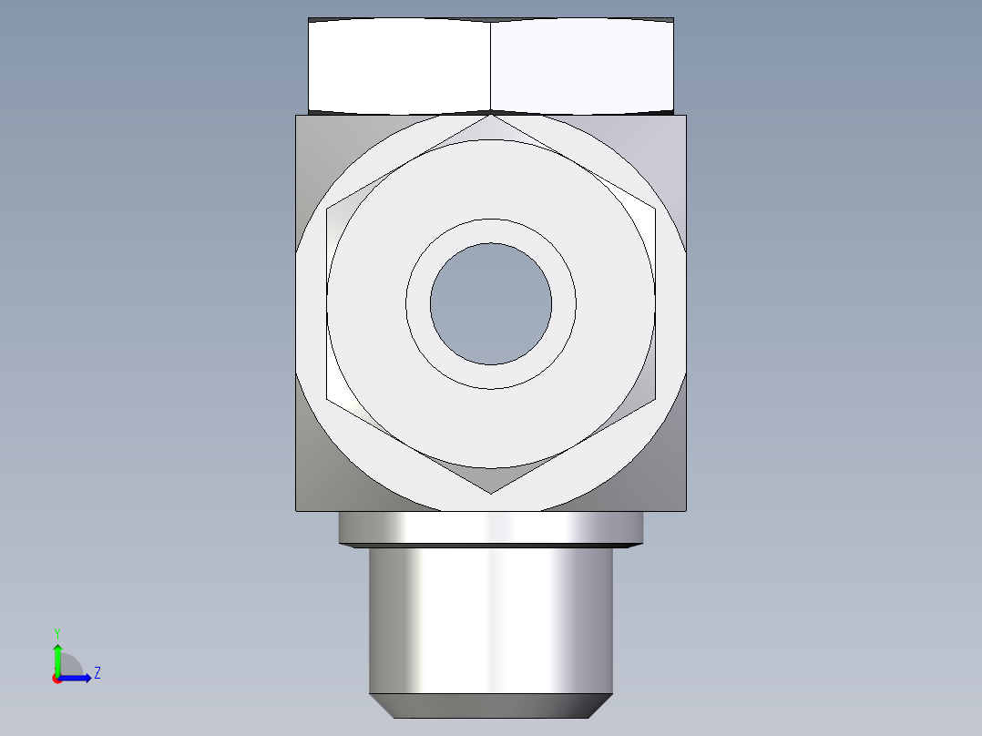 卡套式工业通用硬管接头EO_High_pressure_banjo_tee_TH14SMCF左视图