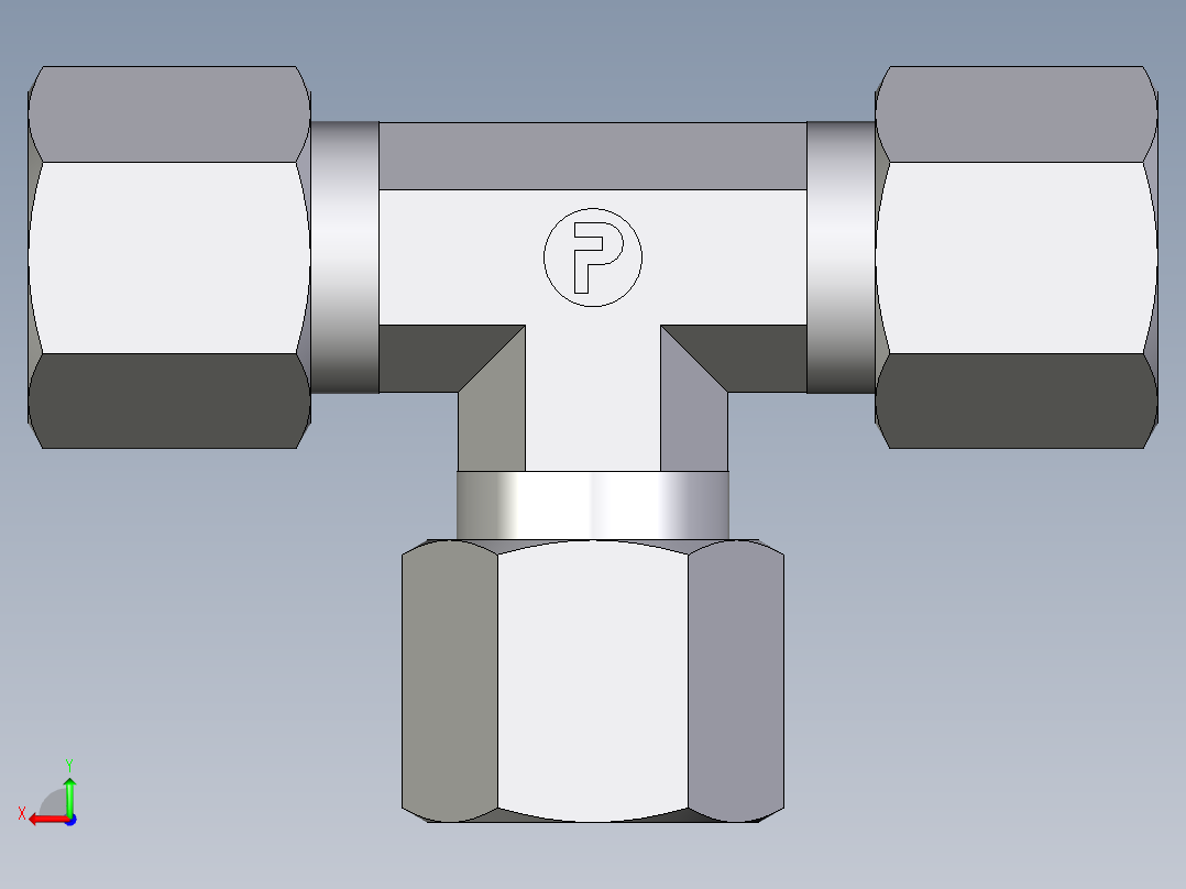 卡套式工业通用硬管接头EO_Union_tee_T08ZL71后视图