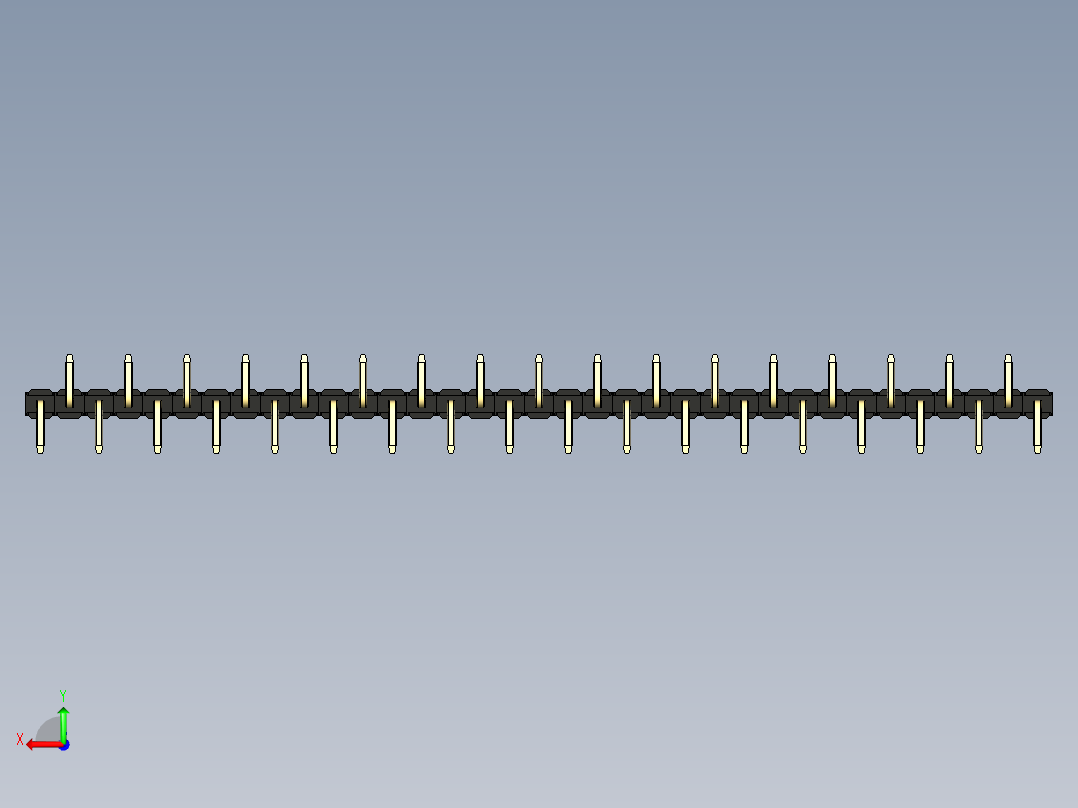 彩色公排针 100mil 2.54mm 系列-DS1022_black_35p_100mil_Type_SMT_R2_rev1.0后视图