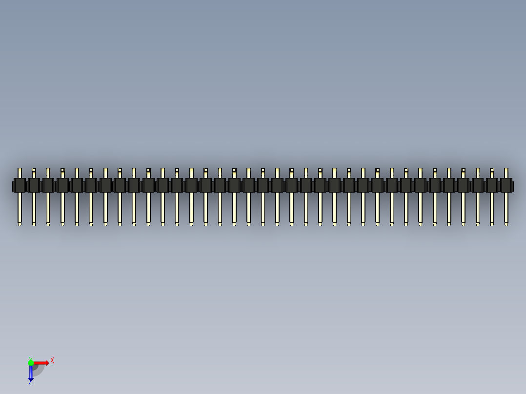 彩色公排针 100mil 2.54mm 系列-DS1022_black_35p_100mil_Type_SMT_R2_rev1.0俯视图