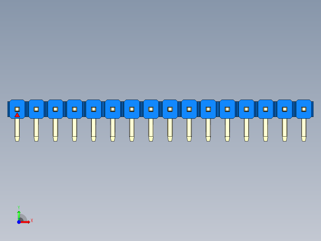 彩色公排针 100mil 2.54mm 系列-DS1022_blue_1x16p_100mil_TypeD_rev1.0前视图