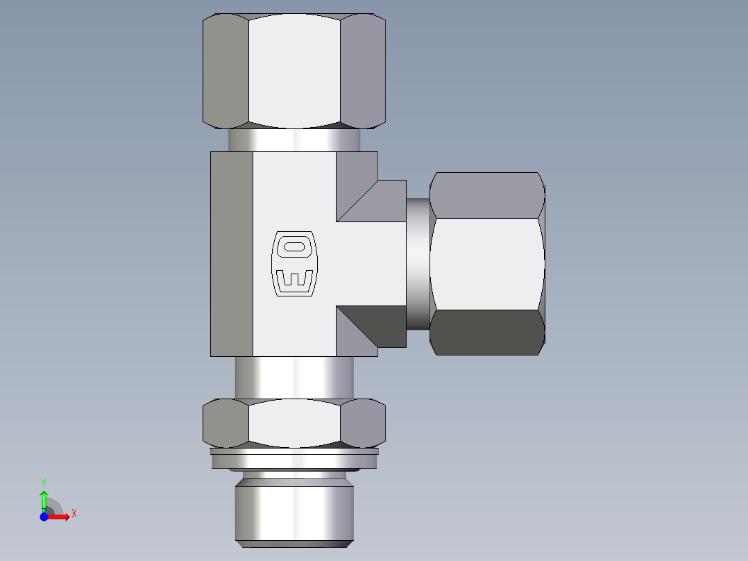 卡套式工业通用硬管接头EO_Adjustable_locknut_run_tee_LEE12ZSMCF前视图