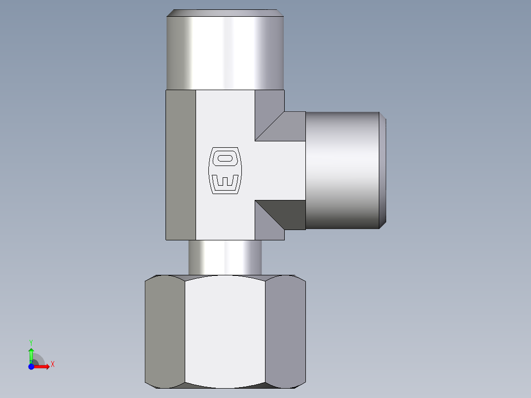卡套式工业通用硬管接头EO_Standpipe_run_tee_EVL10LOMD71前视图