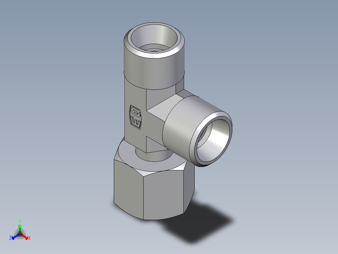 卡套式工业通用硬管接头EO_Standpipe_run_tee_EVL10LOMD71正等轴测图