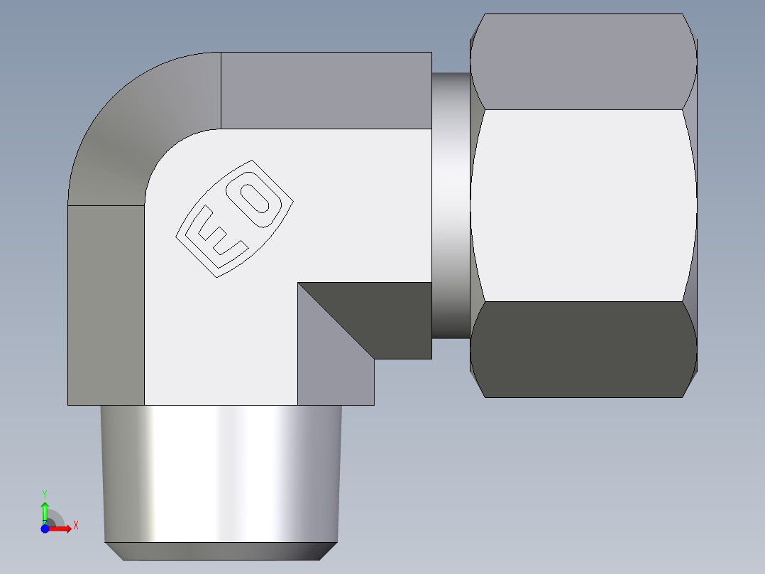 卡套式工业通用硬管接头EO_Male_stud_elbow_WE16SRCF前视图