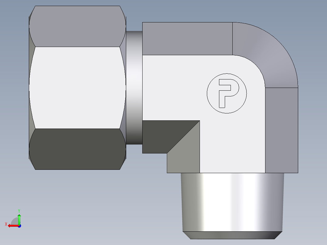 卡套式工业通用硬管接头EO_Male_stud_elbow_WE16SRCF后视图