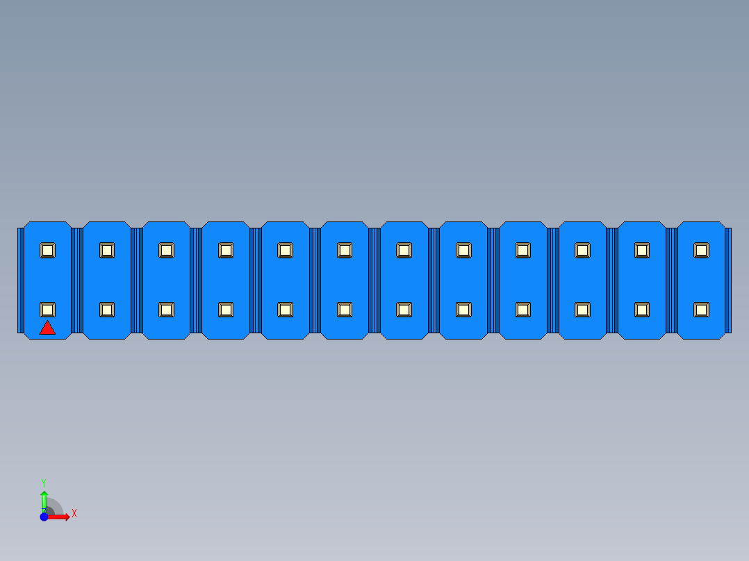 彩色公头100mil（2.54mm）系列-DS1021_blue_2x12p_100mil_Type43_rev1.0前视图