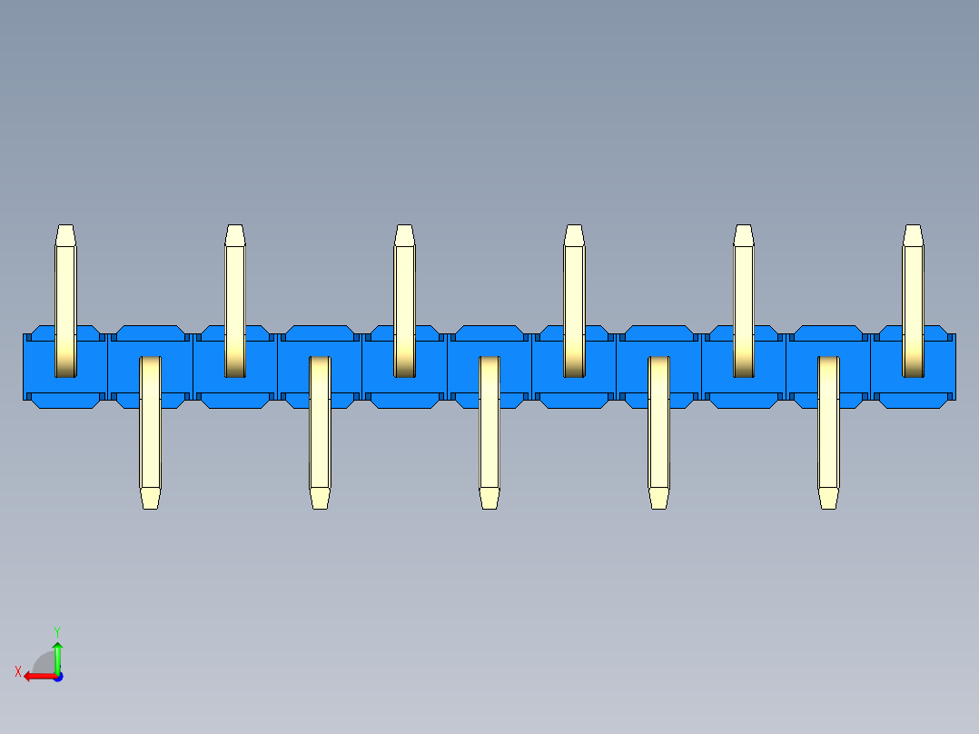 彩色公排针 100mil 2.54mm 系列-DS1022_blue_11p_100mil_Type_SMT_R1_rev1.0后视图