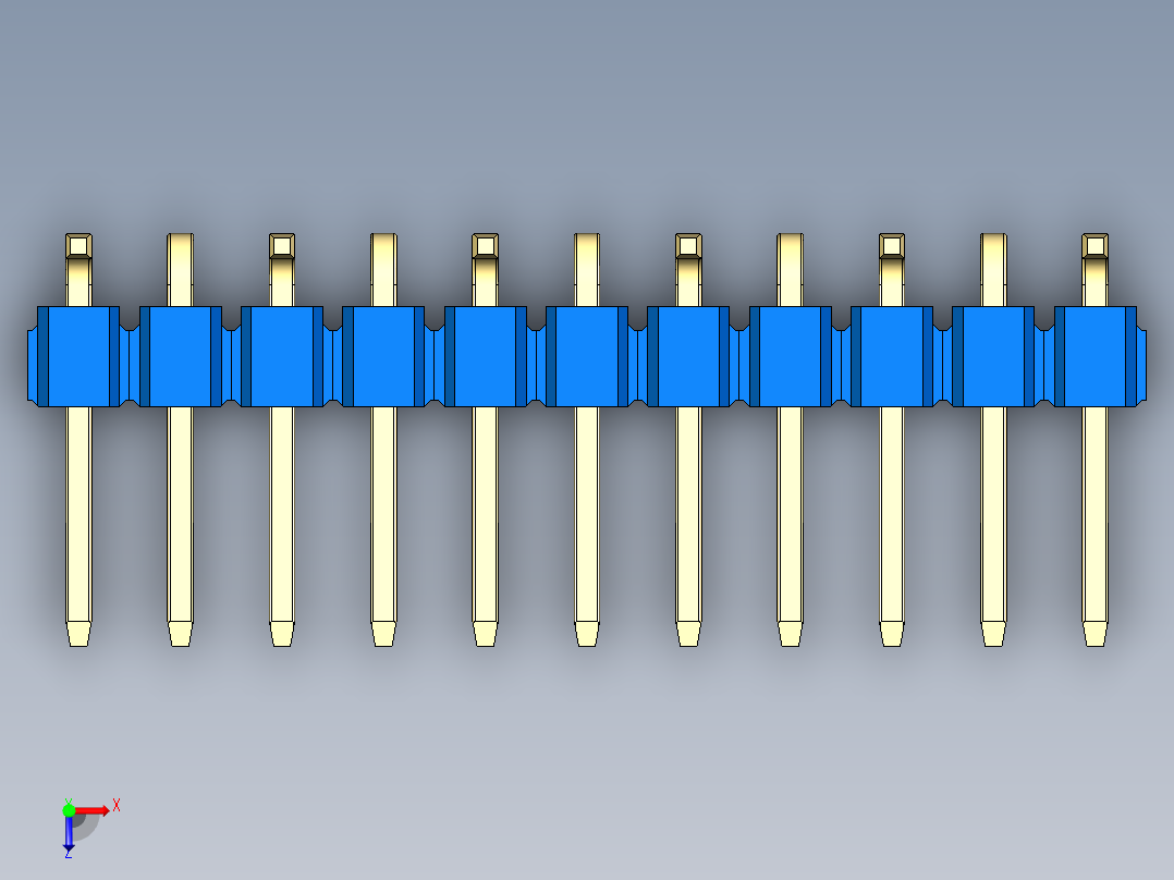 彩色公排针 100mil 2.54mm 系列-DS1022_blue_11p_100mil_Type_SMT_R1_rev1.0俯视图