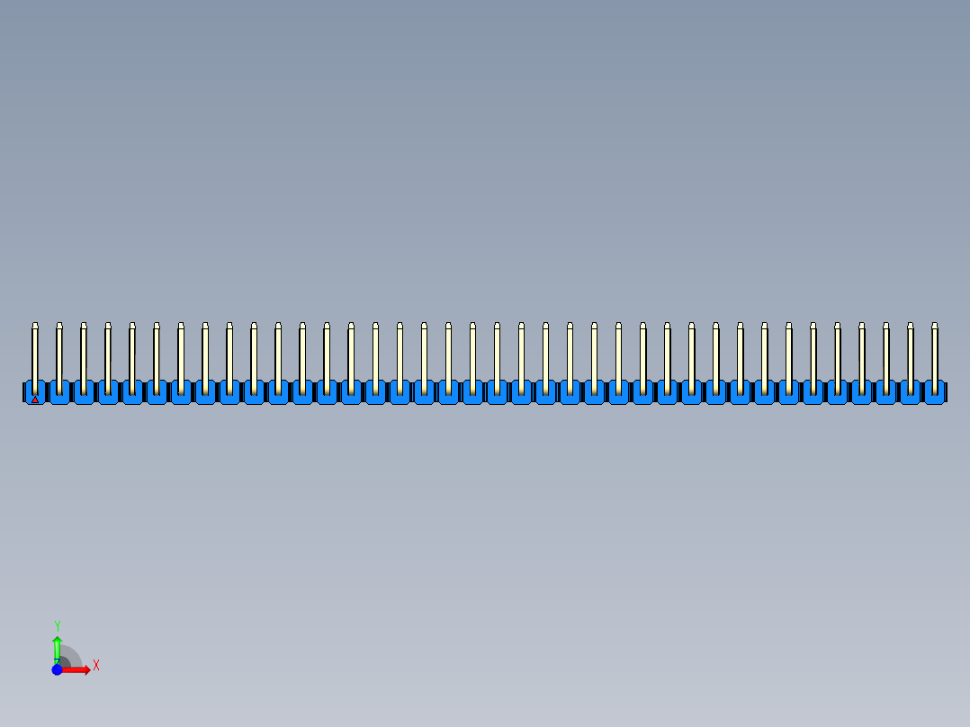 彩色公排针 100mil 2.54mm 系列-DS1022_blue_38p_100mil_TypeU_rev1.0前视图
