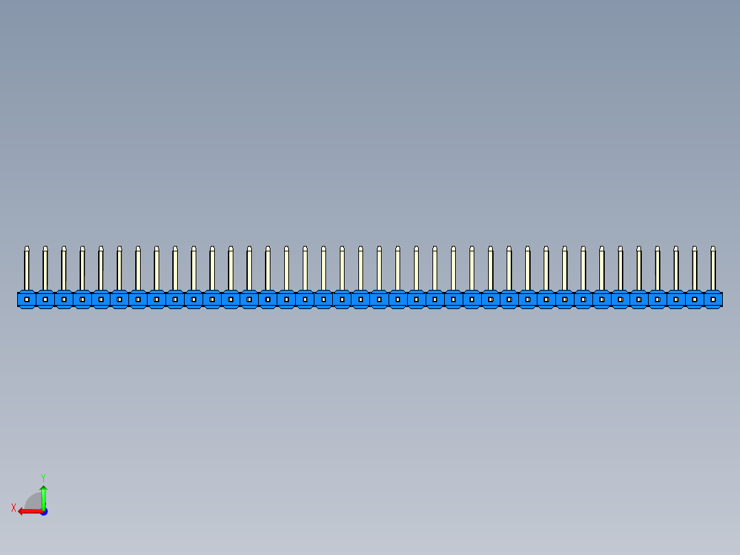 彩色公排针 100mil 2.54mm 系列-DS1022_blue_38p_100mil_TypeU_rev1.0后视图