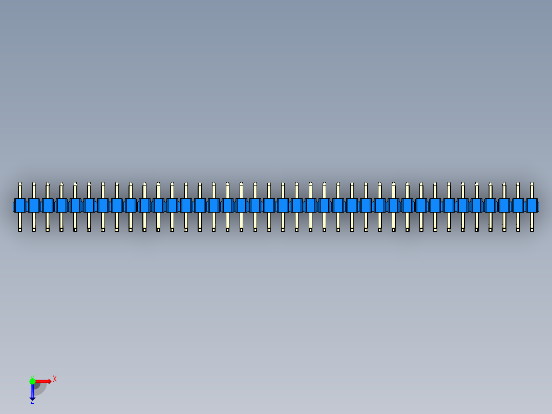 彩色公排针 100mil 2.54mm 系列-DS1022_blue_38p_100mil_TypeU_rev1.0俯视图