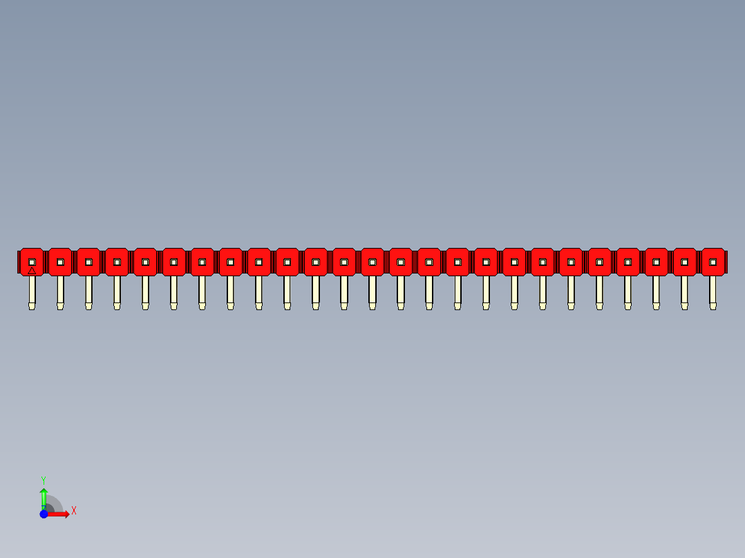 彩色公排针 100mil 2.54mm 系列-DS1022_red_1x25p_100mil_TypeD_rev1.0前视图