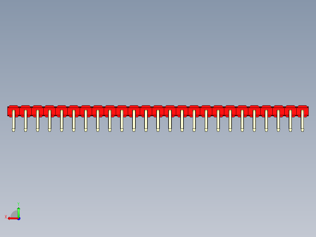 彩色公排针 100mil 2.54mm 系列-DS1022_red_1x25p_100mil_TypeD_rev1.0后视图
