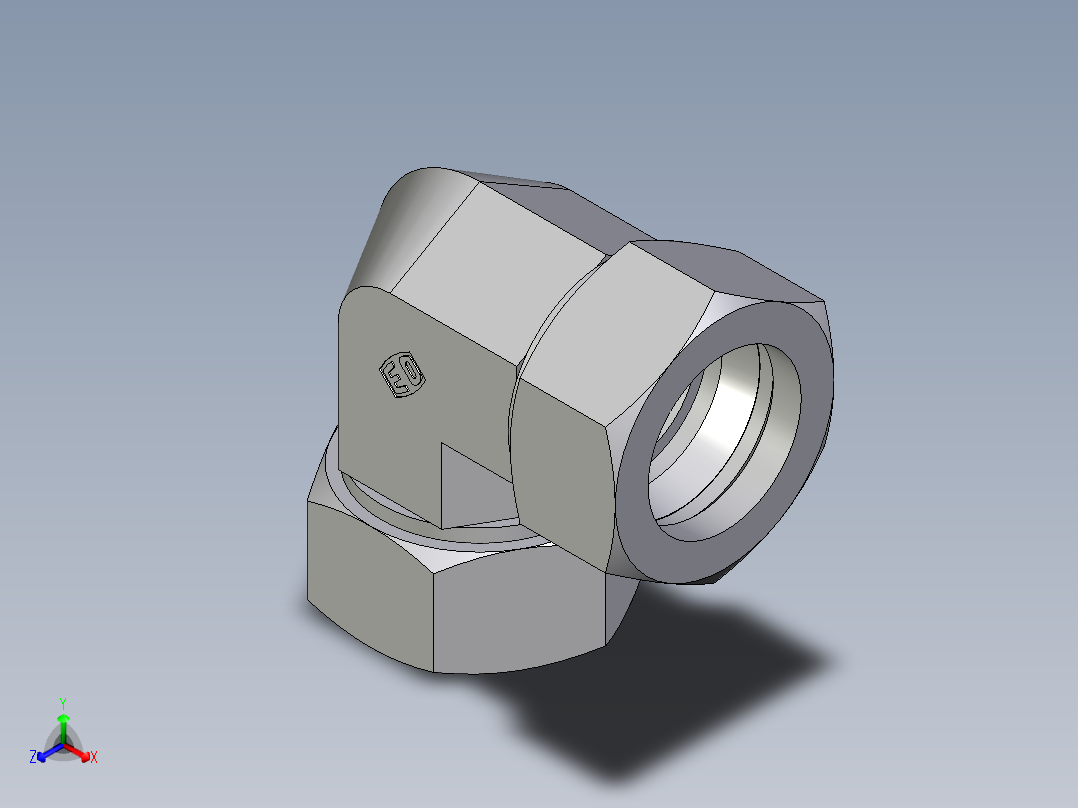卡套式工业通用硬管接头EO_Union_elbow_W35ZL71正等轴测图