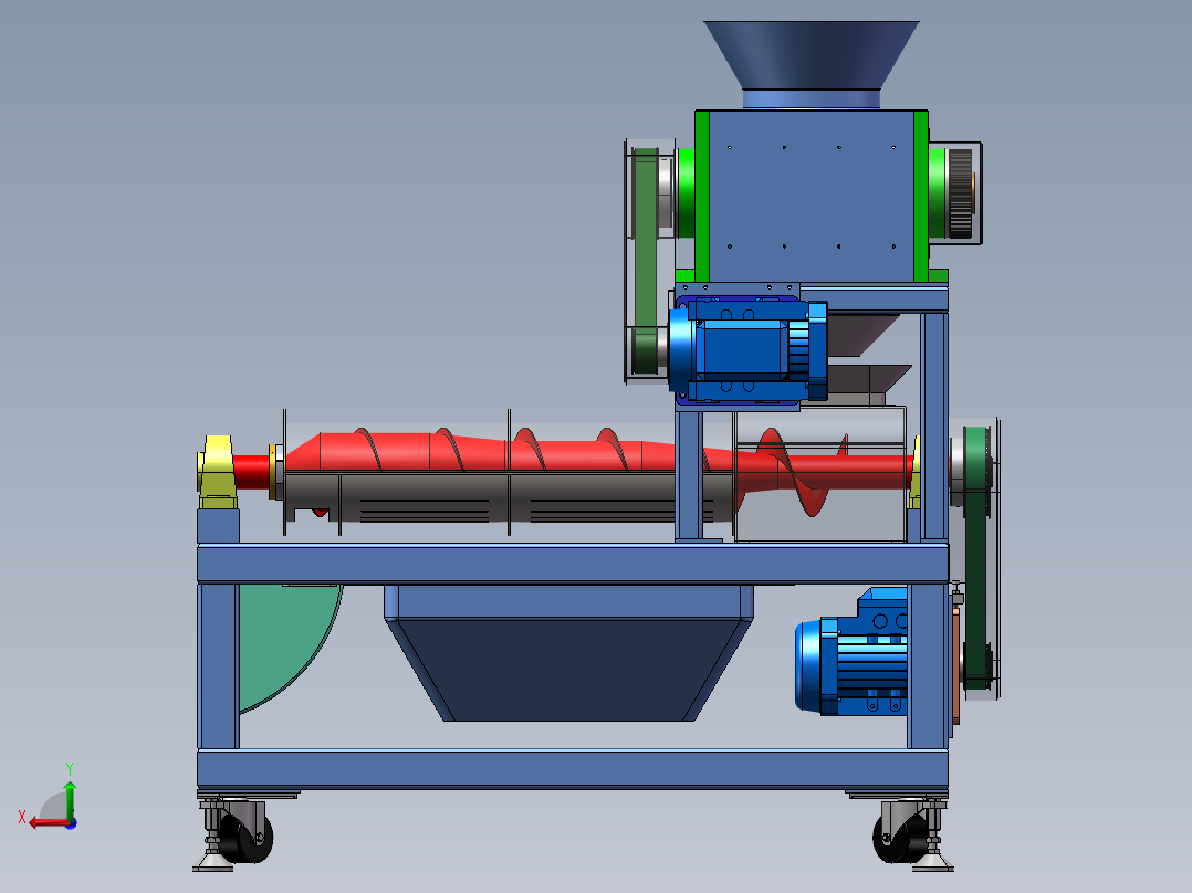 厨余垃圾尾菜处理机三维后视图
