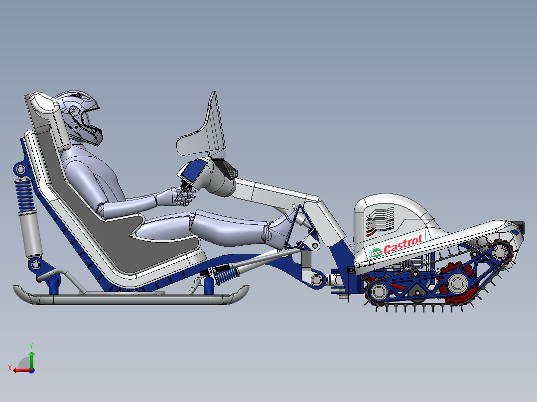 雪地漂移履带车后视图