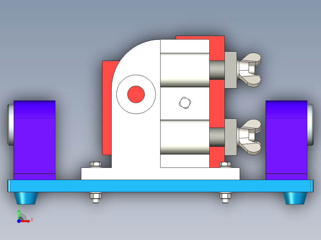 双支撑镗床夹具教学模型含三维+CAD前视图