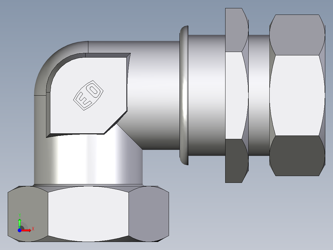 卡套式工业通用硬管接头EO_Bulkhead_elbow_WSV42ZL71前视图