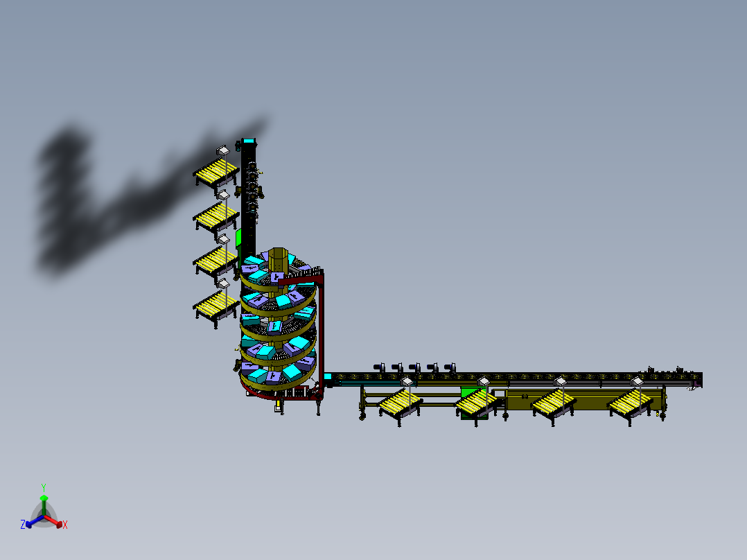 自动升降环形动力生产称重线sw17可编辑正等轴测图
