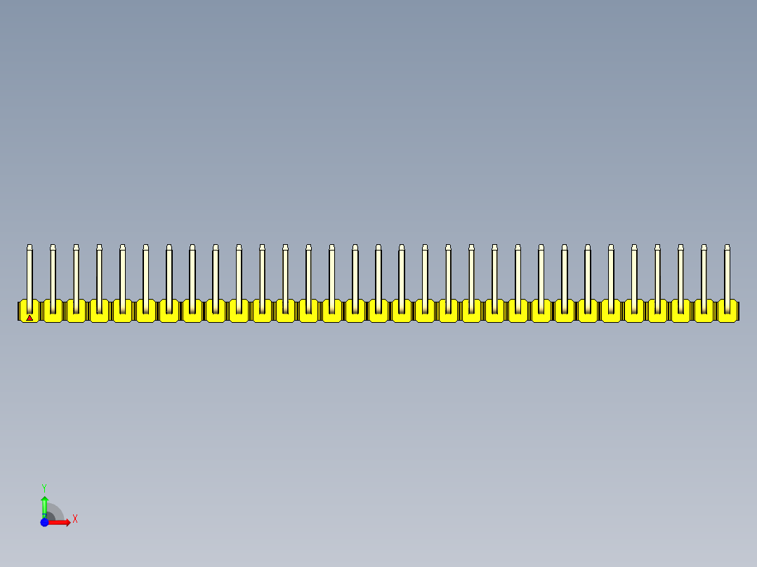 彩色公排针 100mil 2.54mm 系列-DS1022_yellow_31p_100mil_TypeU_rev1.0前视图