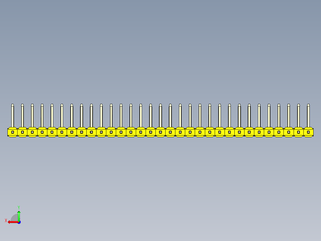 彩色公排针 100mil 2.54mm 系列-DS1022_yellow_31p_100mil_TypeU_rev1.0后视图