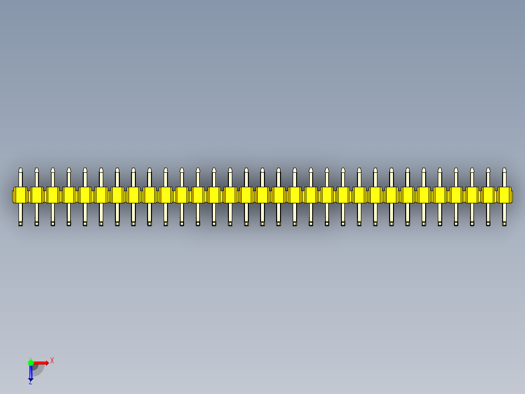彩色公排针 100mil 2.54mm 系列-DS1022_yellow_31p_100mil_TypeU_rev1.0俯视图