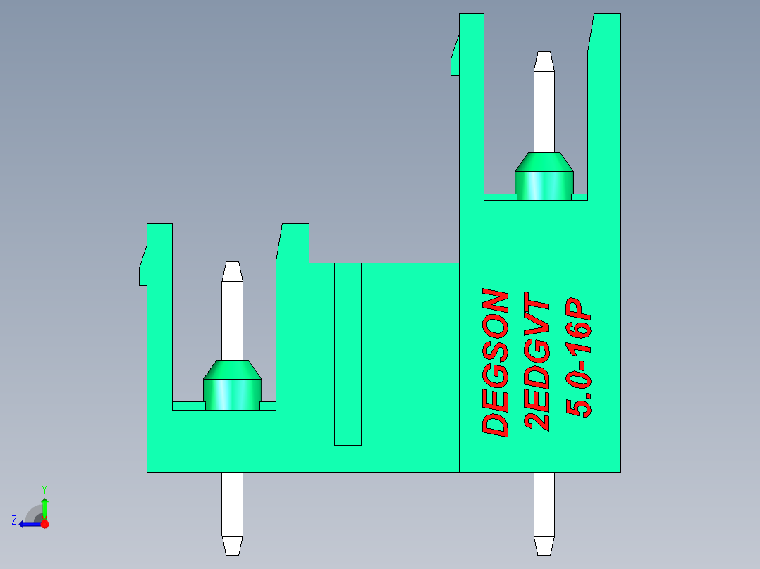 DEGSON 2EDG 系列 5.0mm 可插拔接线端子组-2EDGVT-5.0-16P-14-00AH右视图
