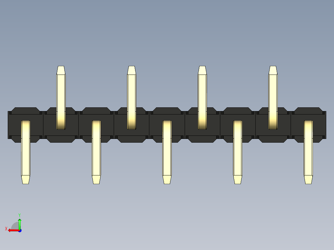 彩色公排针 100mil 2.54mm 系列-DS1022_black_09p_100mil_Type_SMT_R2_rev1.0后视图