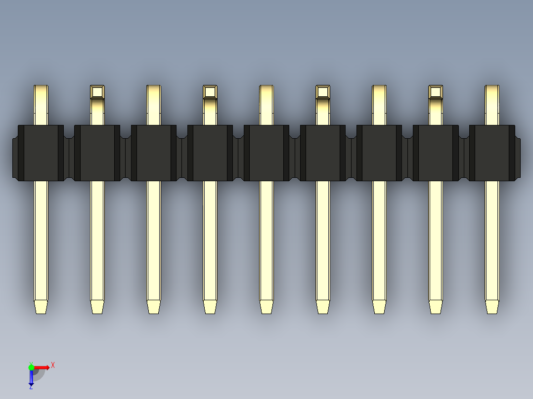 彩色公排针 100mil 2.54mm 系列-DS1022_black_09p_100mil_Type_SMT_R2_rev1.0俯视图