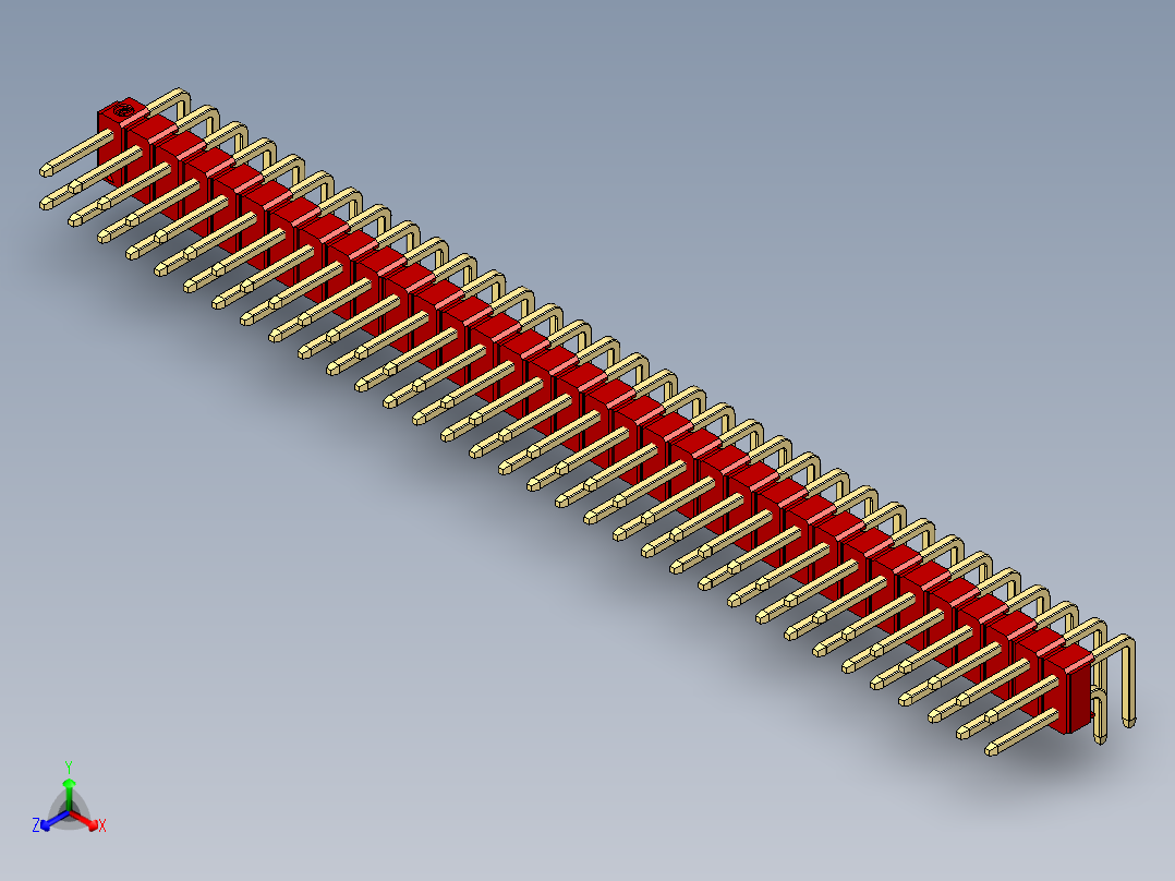 彩色公排针 100mil 2.54mm 系列-DS1022_red_2x34p_100mil_TypeD_rev1.0