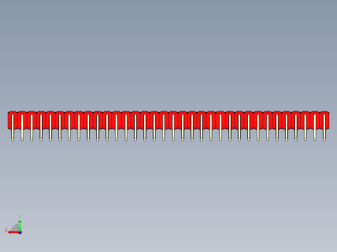 彩色公排针 100mil 2.54mm 系列-DS1022_red_2x34p_100mil_TypeD_rev1.0后视图