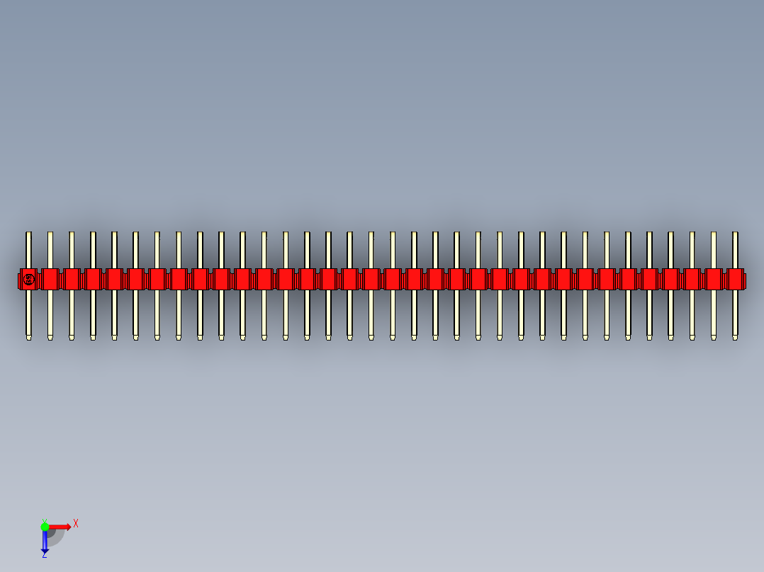 彩色公排针 100mil 2.54mm 系列-DS1022_red_2x34p_100mil_TypeD_rev1.0俯视图