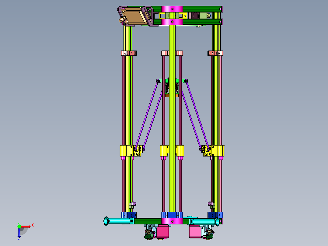 铝合金框架并联结3D打印机俯视图