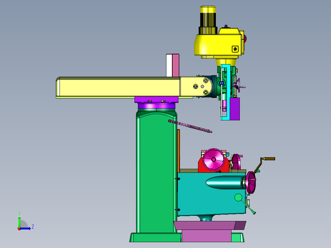 开放式立式数控机床加工中心左视图