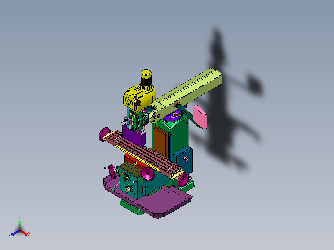 开放式立式数控机床加工中心正等轴测图